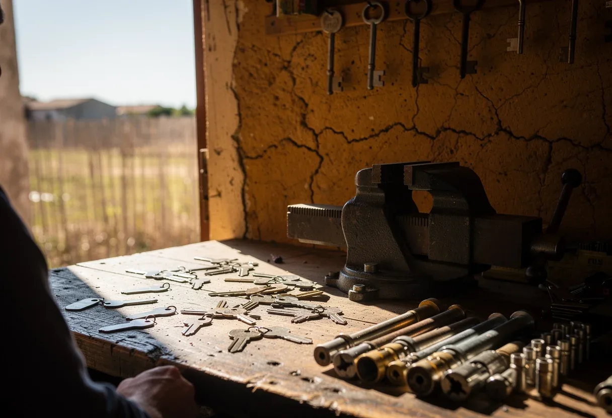 L'établi de l'atelier du serrurier de Saint-Laurent-de-la-Salanque